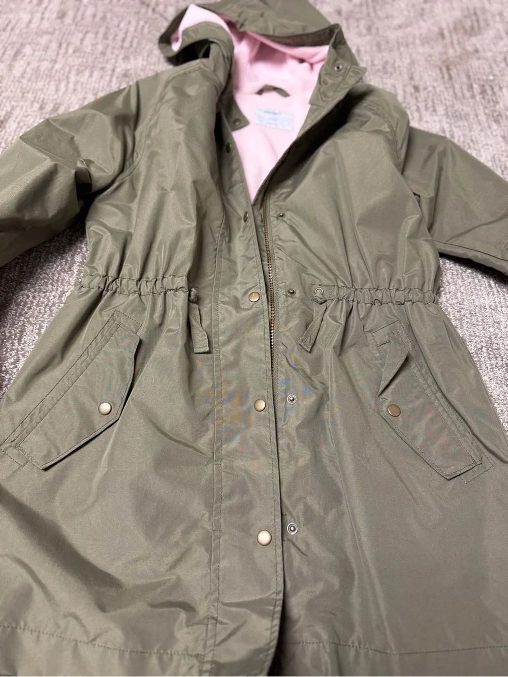 Old navy Olive Trench Coat with Pink Lining